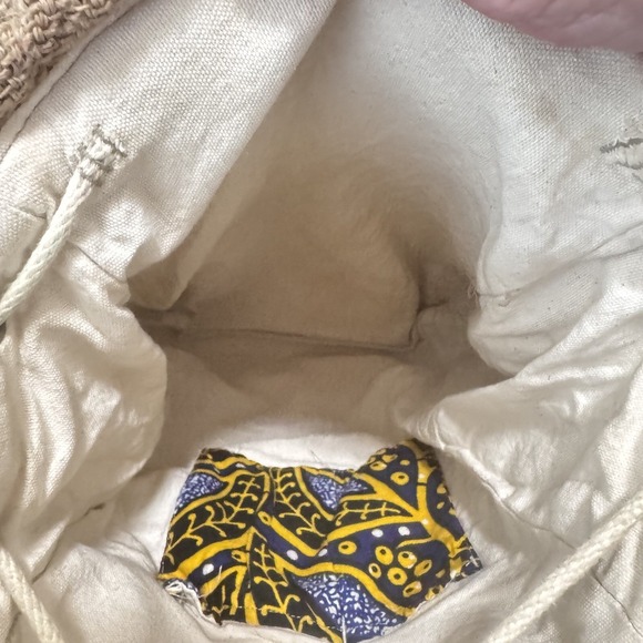 Taaluma Ivory Coast‎ Tote Backpack Blue Yellow Burlap - Picture 4 of 7